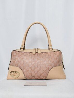 Gucci Lovely Heart pink glittery GG canvas boston bag